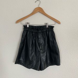 Anthropologie faux, vegan leather shorts